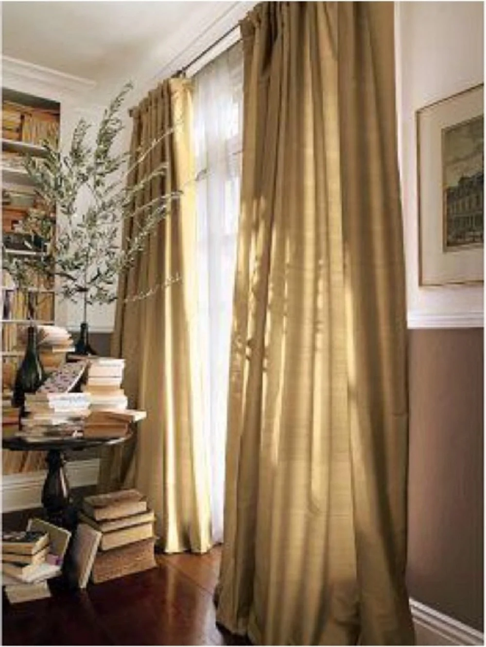Pottery Barn Gold 100% Silk Dupioni Drapes- Set of 2
